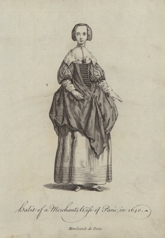 Kleidung einer Kaufmannsfrau von Paris, 1640 von English School