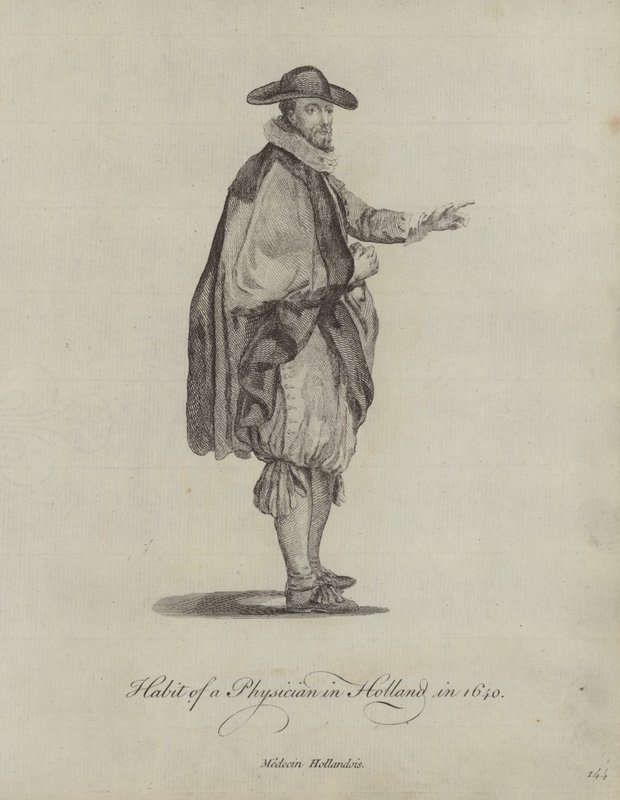 Kleidung eines Arztes in Holland, 1640 von English School