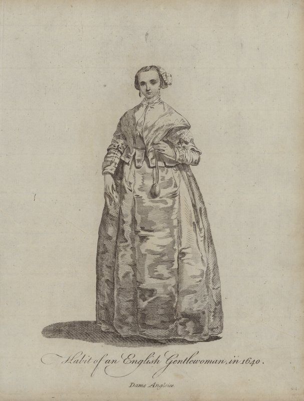 Kleidung einer englischen Dame im Jahr 1640 von English School