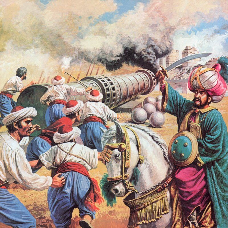 Sultan Mehmed belagert Konstantinopel, 1453 von English School