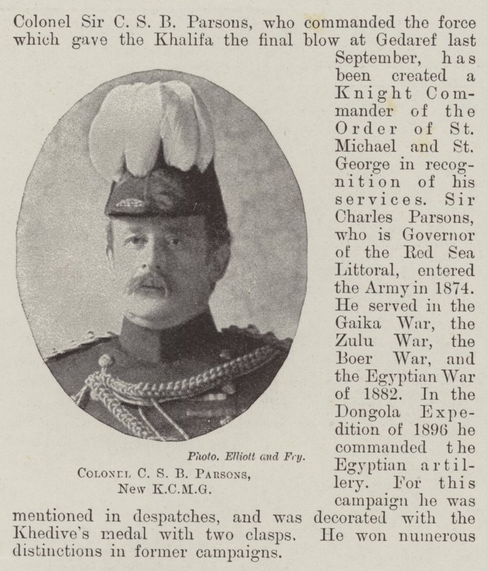 Colonel C. S. B. Parsons, neuer KCMG von English Photographer