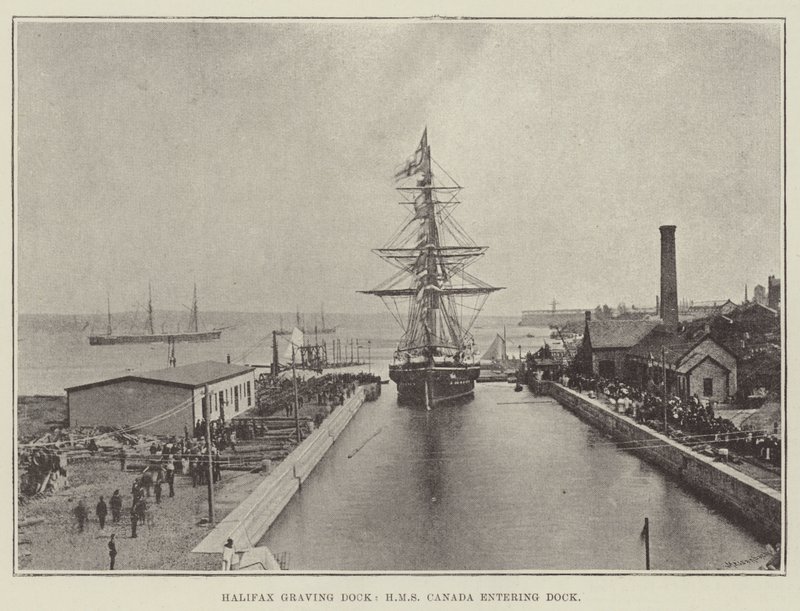 Halifax Graving Dock, HMS Canada beim Einlaufen in das Dock von English Photographer