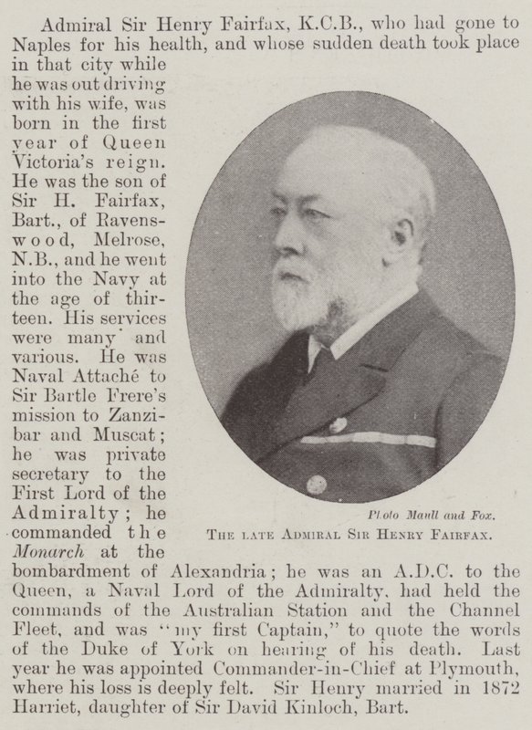 Der verstorbene Admiral Sir Henry Fairfax von English Photographer