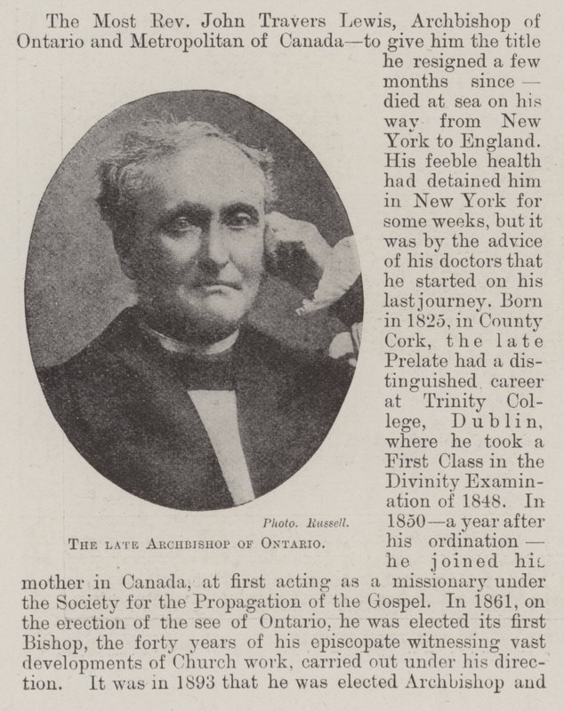 Der verstorbene Erzbischof von Ontario von English Photographer
