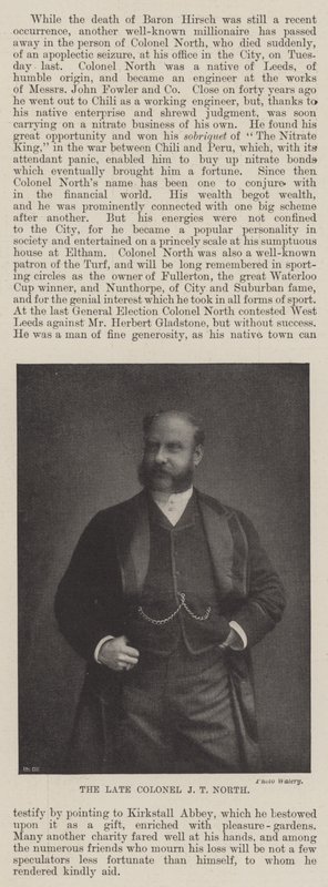 Der verstorbene Oberst J. T. North von English Photographer