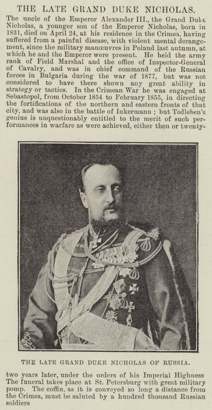 Der verstorbene Großherzog Nikolaus von Russland von English Photographer