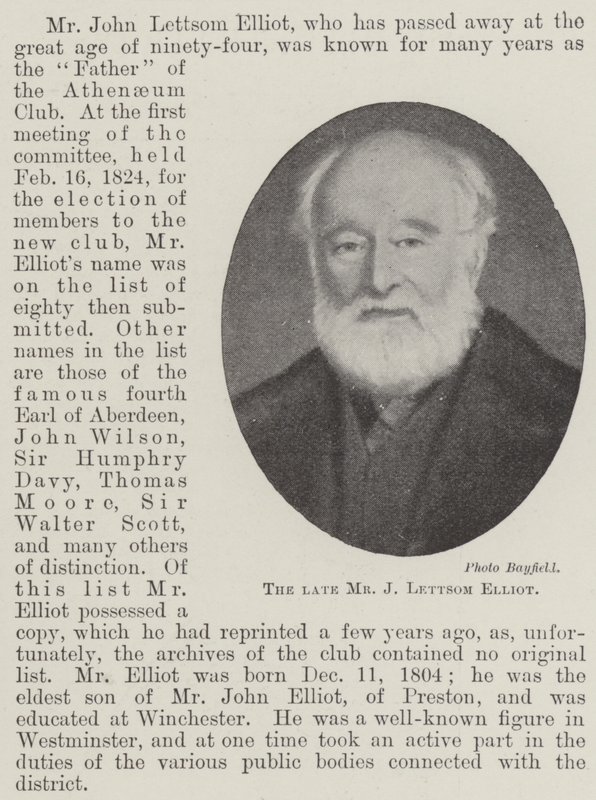 Der verstorbene Mr J Lettsom Elliot von English Photographer
