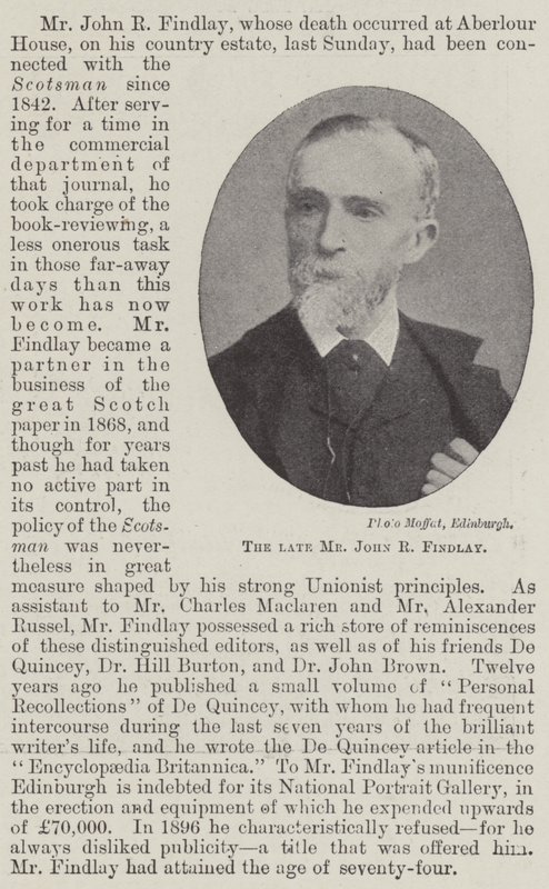 Der verstorbene Mr. John R. Findlay von English Photographer