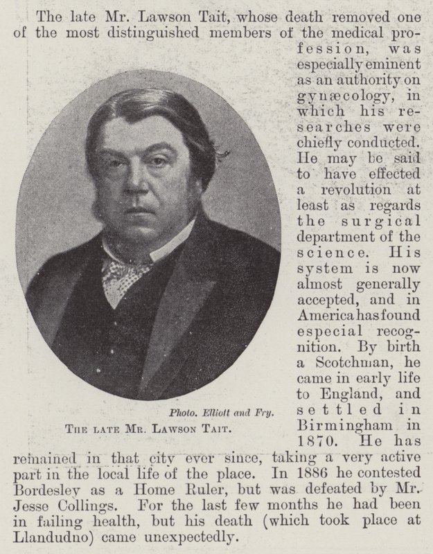 Der verstorbene Mr. Lawson Tait von English Photographer