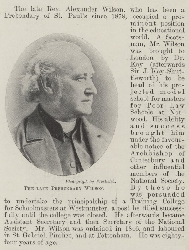 Der verstorbene Präbendarius Wilson von English Photographer