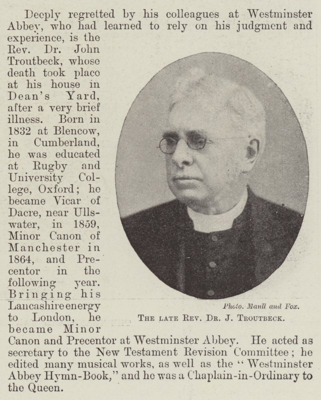 Der verstorbene Reverend Dr. J. Troutbeck von English Photographer
