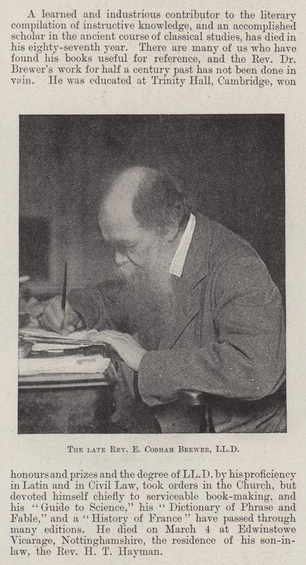 Der verstorbene Reverend E. Cobham Brewer, LLD von English Photographer