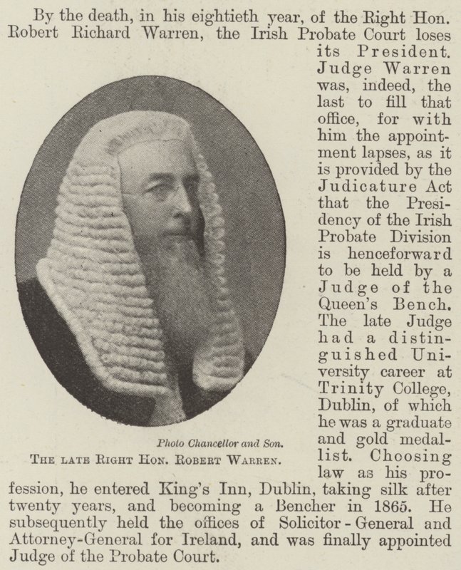 Der verstorbene Right Honourable Robert Warren von English Photographer