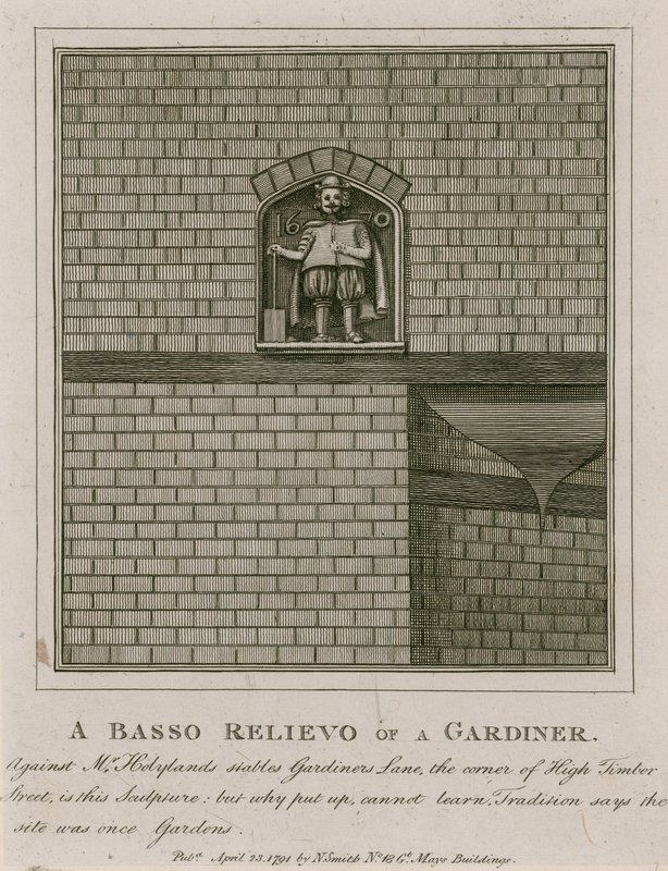 Ein Basso-Relief eines Gärtners von English School