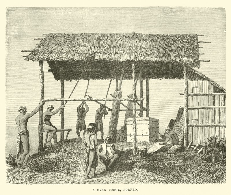 Eine Dyak-Schmiede, Borneo von English School