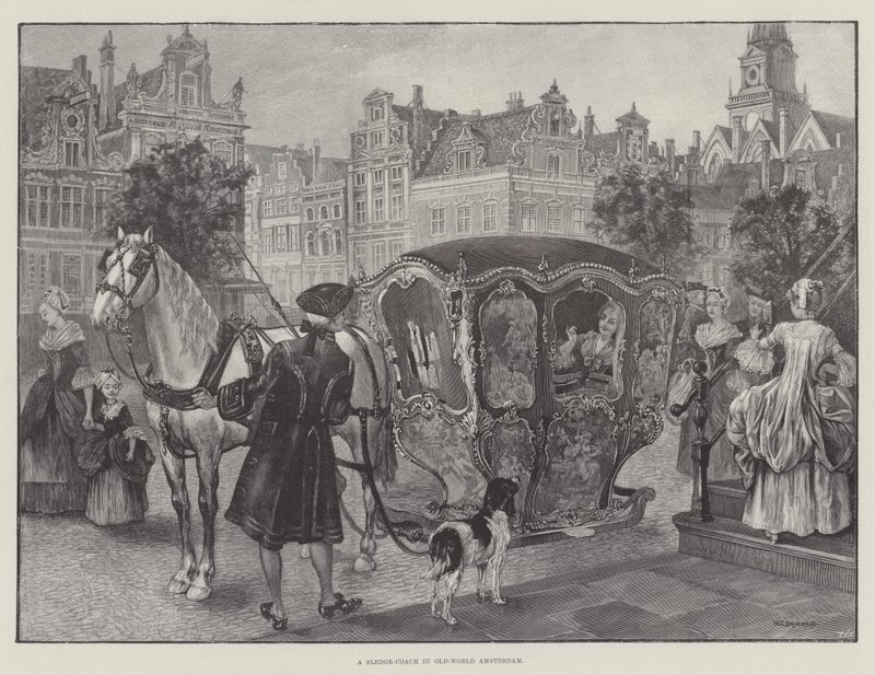 Ein Schlittenkutsch in Alt-Amsterdam (Stich) von English School