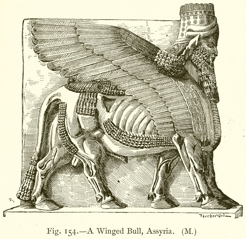Ein geflügelter Stier, Assyrien von English School