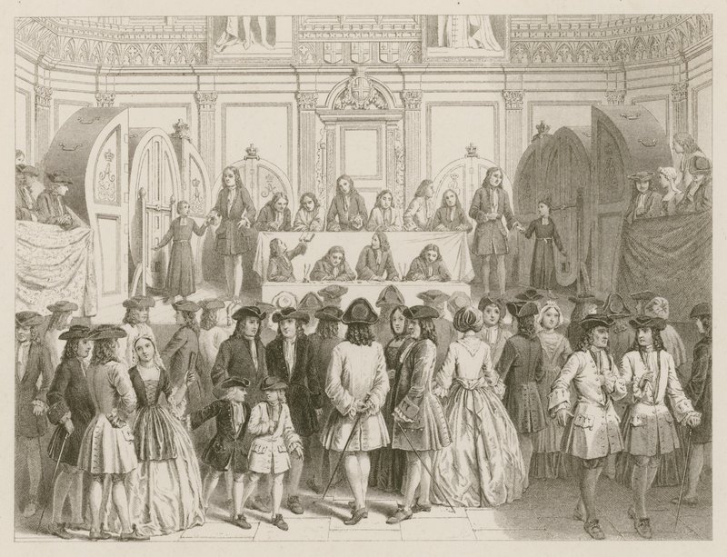 Eine Lotterie; circa 1750 von English School