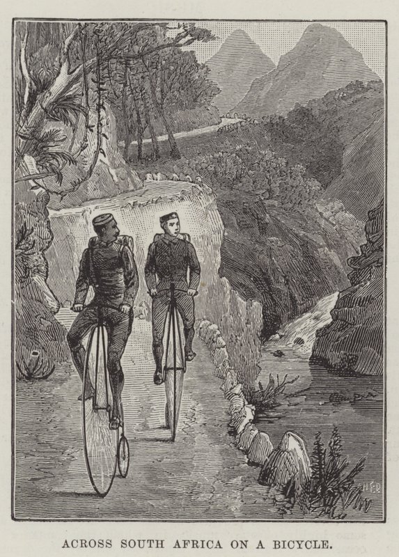 Quer durch Südafrika auf einem Fahrrad (Gravur) von English School