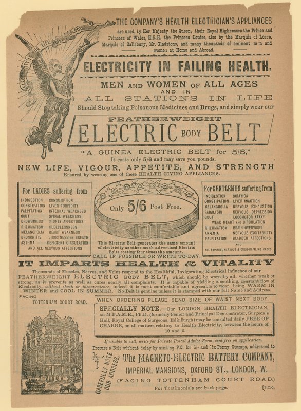Werbung für Elektrischen Körpergürtel von English School