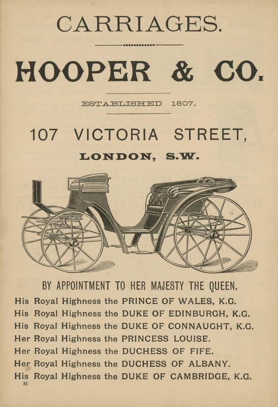 Werbung für Hooper & Co Kutschen von English School