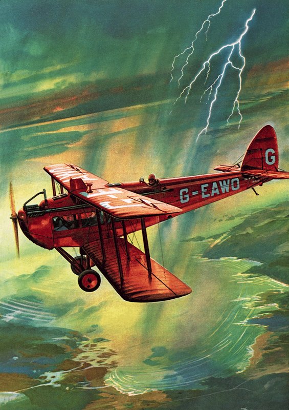 Flugzeug von Blitz getroffen von English School