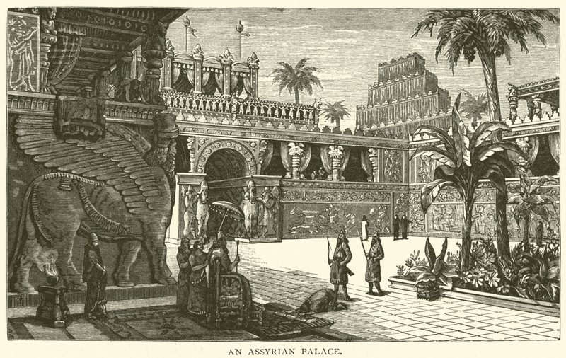 Ein assyrischer Palast (Gravur) von English School