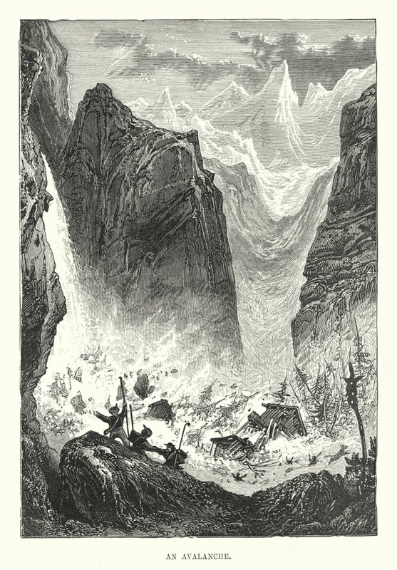 Eine Lawine (Gravur) von English School
