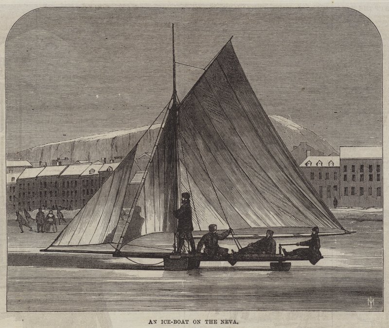 Ein Eisboot auf der Newa (Stich) von English School