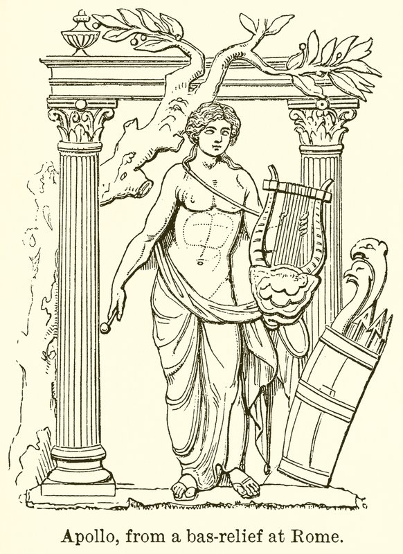 Apollo, von einem Basrelief in Rom von English School