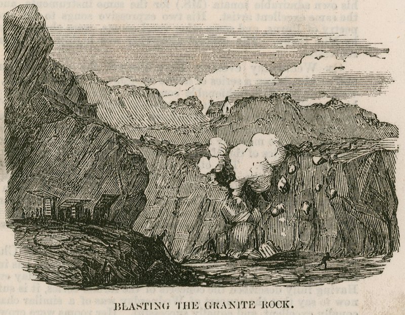 Sprengen des Granitfelsens, Rubislaw, Aberdeen von English School