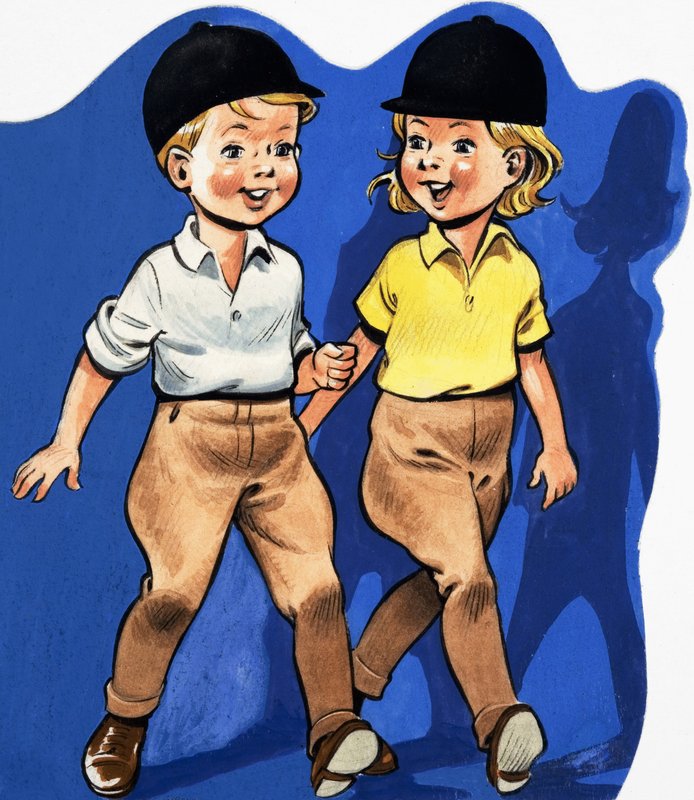 Junge und Mädchen in Reithosen von English School