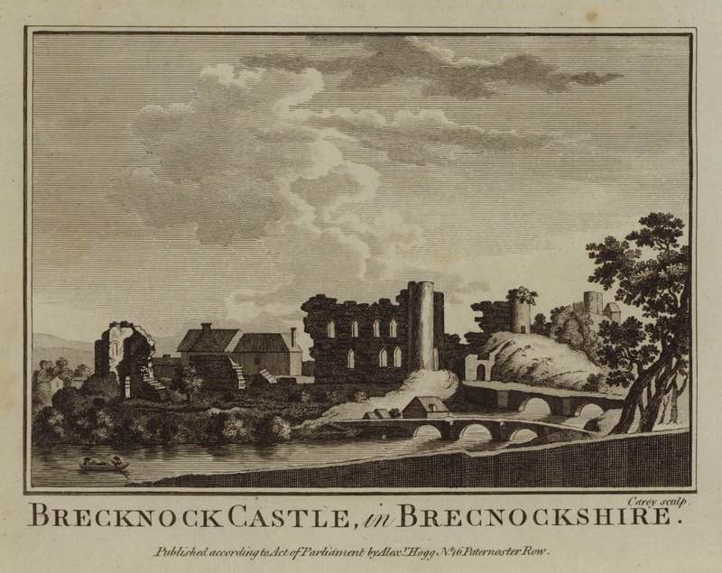 Brecknock Castle in Brecknockshire (Stich) von English School