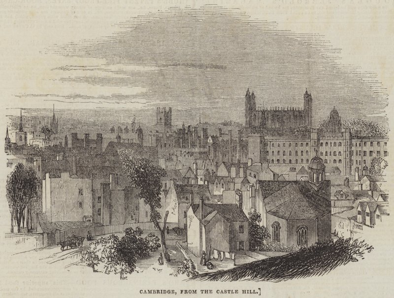 Cambridge, vom Castle Hill (Stich) von English School