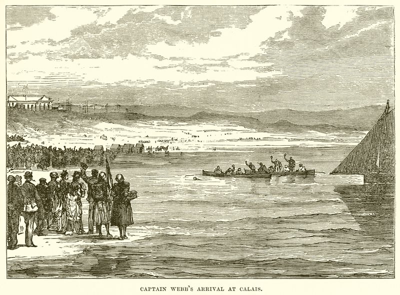 Captain Webbs Ankunft in Calais von English School