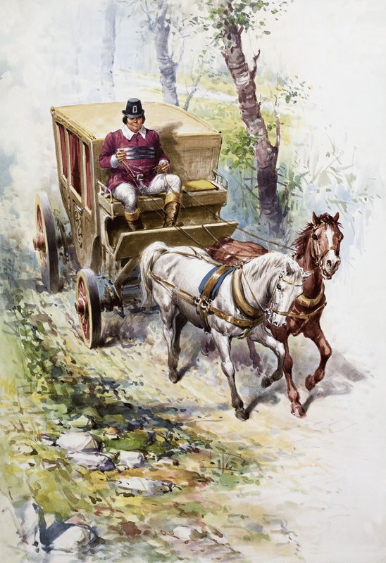 Von Pferden gezogener Wagen von English School