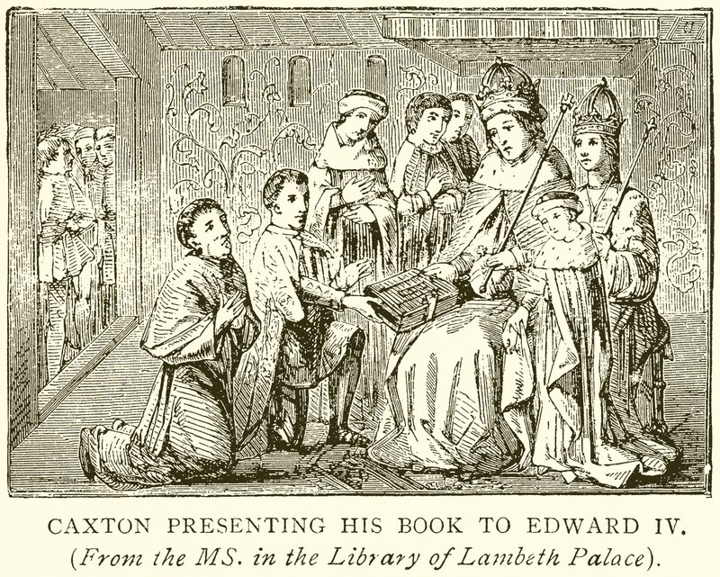 Caxton überreicht sein Buch an Edward IV. von English School