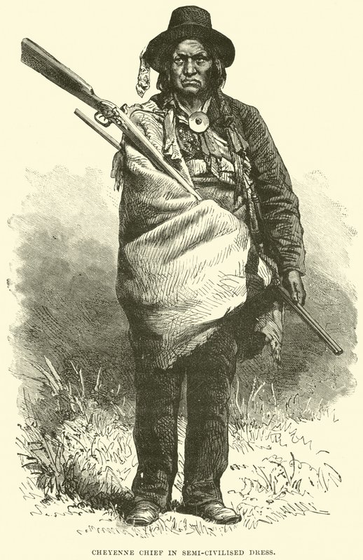 Cheyenne-Häuptling in halb-zivilisierter Kleidung von English School