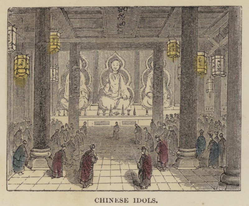 Chinesische Idole (kolorierte Gravur) von English School