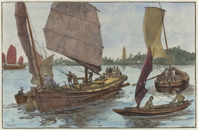 Chinesische Fischer- und Frachtschiffe von English School