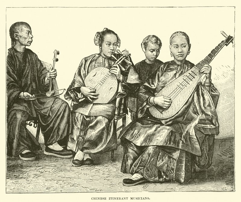 Chinesische Wandermusiker von English School