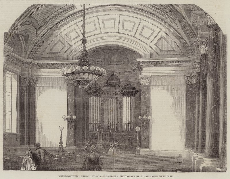 Kongregationalistische Kirche in Saltaire (Stich) von English School