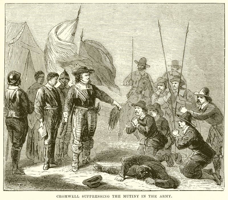 Cromwell unterdrückt die Meuterei in der Armee von English School
