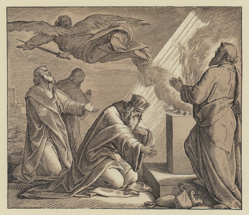 Davids Unterwerfung unter Gottes Urteil (Gravur) von English School