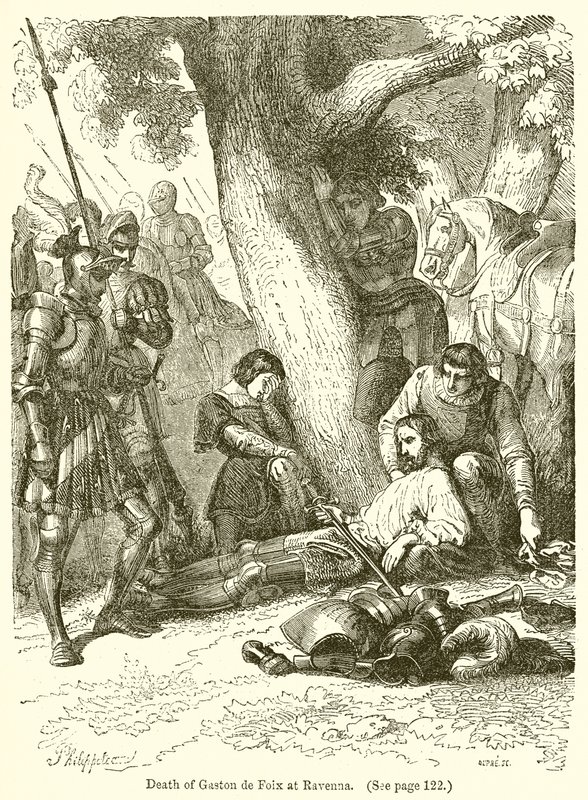 Tod von Gaston de Foix bei Ravenna von English School