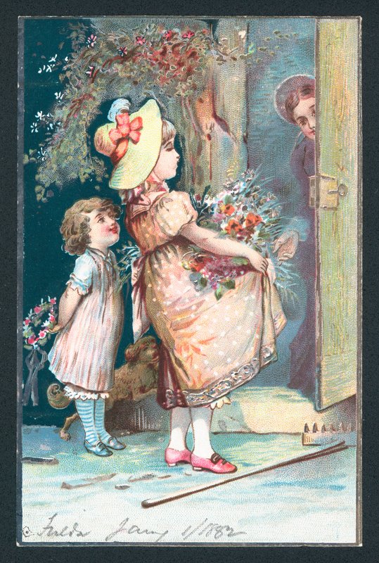 Blumenlieferung zu Weihnachten, Weihnachtskarte von English School
