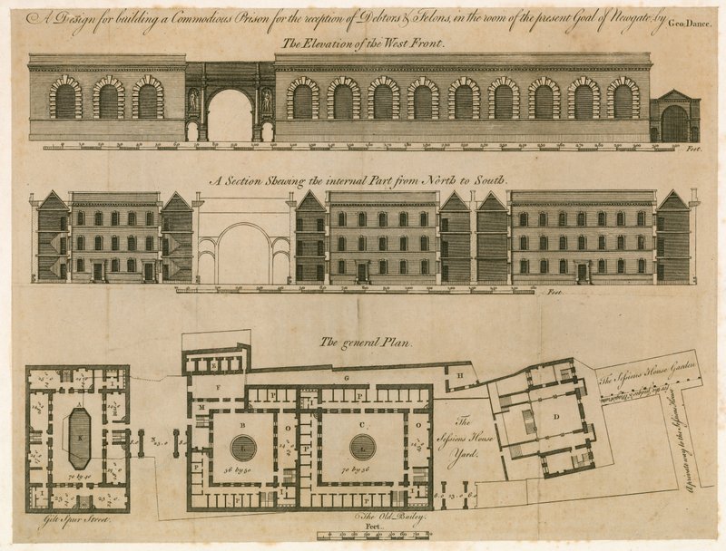 Entwurf für das Newgate-Gefängnis von English School