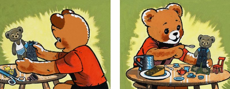 Anziehen und Füttern eines Teddybären von English School