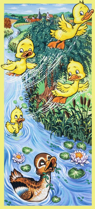 Ente und fliegende Entenküken von English School