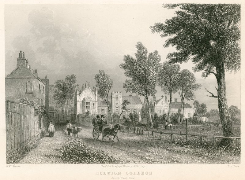 Dulwich College, London, Südwestansicht von English School